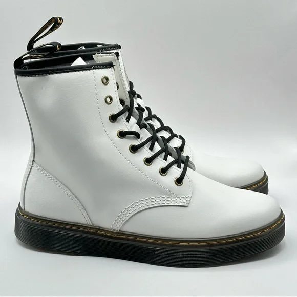 Unisex Dr. Martens Zavala White Leather Combat Boot Women’s Size 11=Men 10 New - Picture 3 of 10